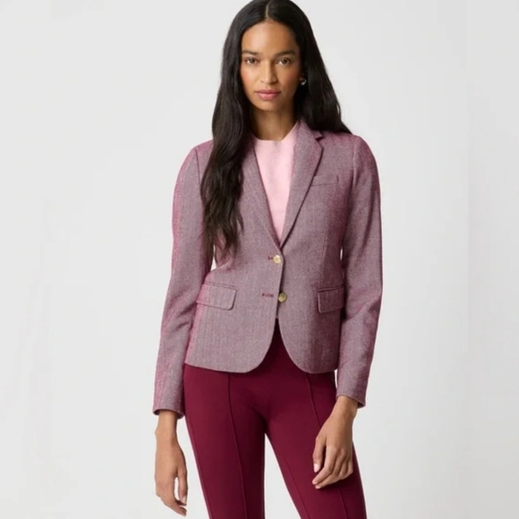 NWT J.Crew Herringbone Wool Blend Schoolboy Blazer Burgundy Sz 10 *Sold Out* - Picture 3 of 13